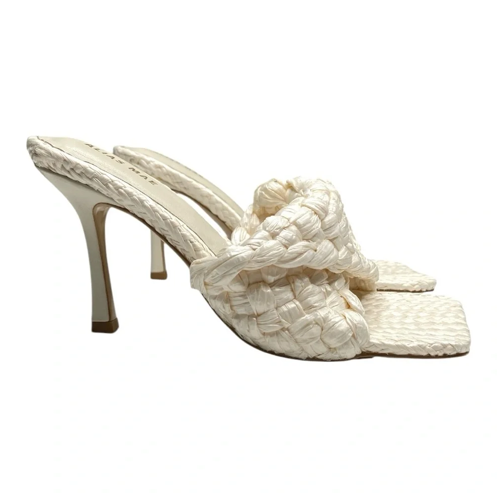 Alias Mae Woven Raffia Lennon Mule Sandal in Bone Size 38